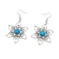 Vintage Style Bohemian Flower Plating Inlay Alloy Resin Drop Earrings