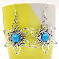 Vintage Style Bohemian Flower Plating Inlay Alloy Resin Drop Earrings