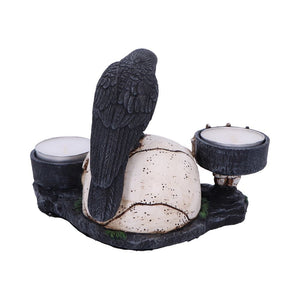 Nevermore Raven and Skull Candle Holder 15cm