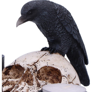 Nevermore Raven and Skull Candle Holder 15cm