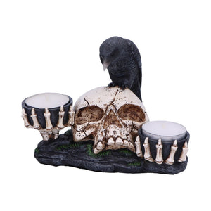 Nevermore Raven and Skull Candle Holder 15cm