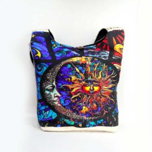 Sun and Moon Printed Hippy Bag