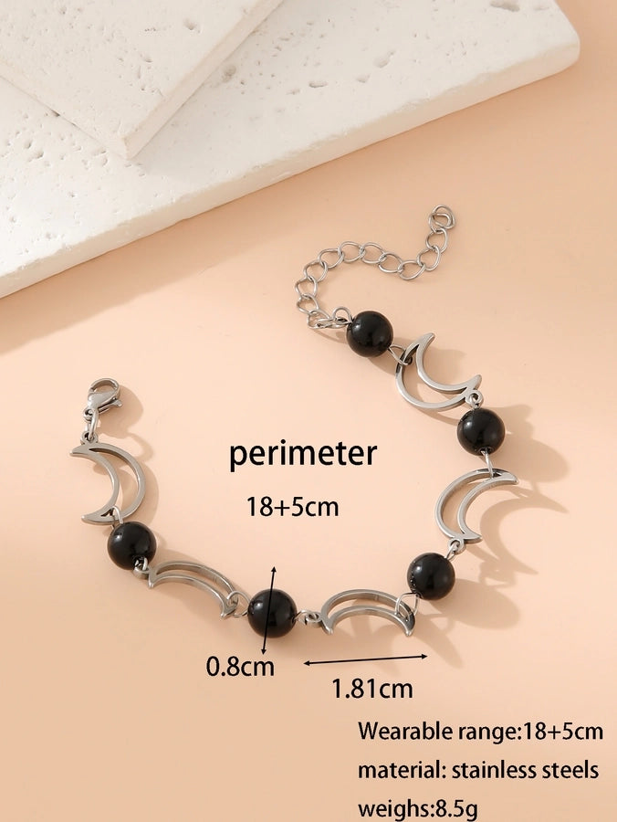 Gothic Punk  Style Sun Star Moon 304 Stainless Steel Synthetic Resin Resin Bracelets In Bulk