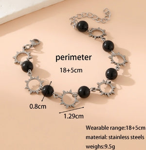 Gothic Punk  Style Sun Star Moon 304 Stainless Steel Synthetic Resin Resin Bracelets In Bulk