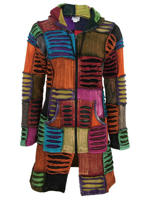 Multi Colour Patchwork Long length Hoodie