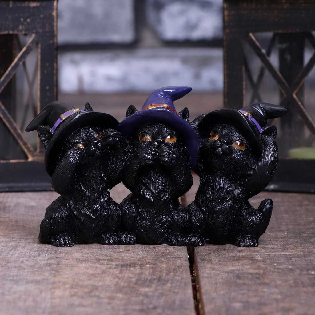 Three Wise Black Cats 11.5cm