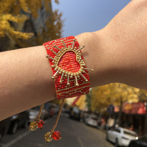 fashion heart shape glass beaded women's bracelets