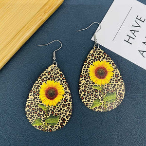 Sunflower Leopard Print Boho Earrings