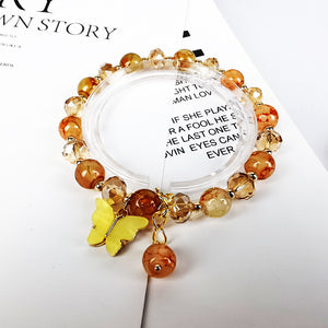 Glass Bead Butterfly Charm Bracelet