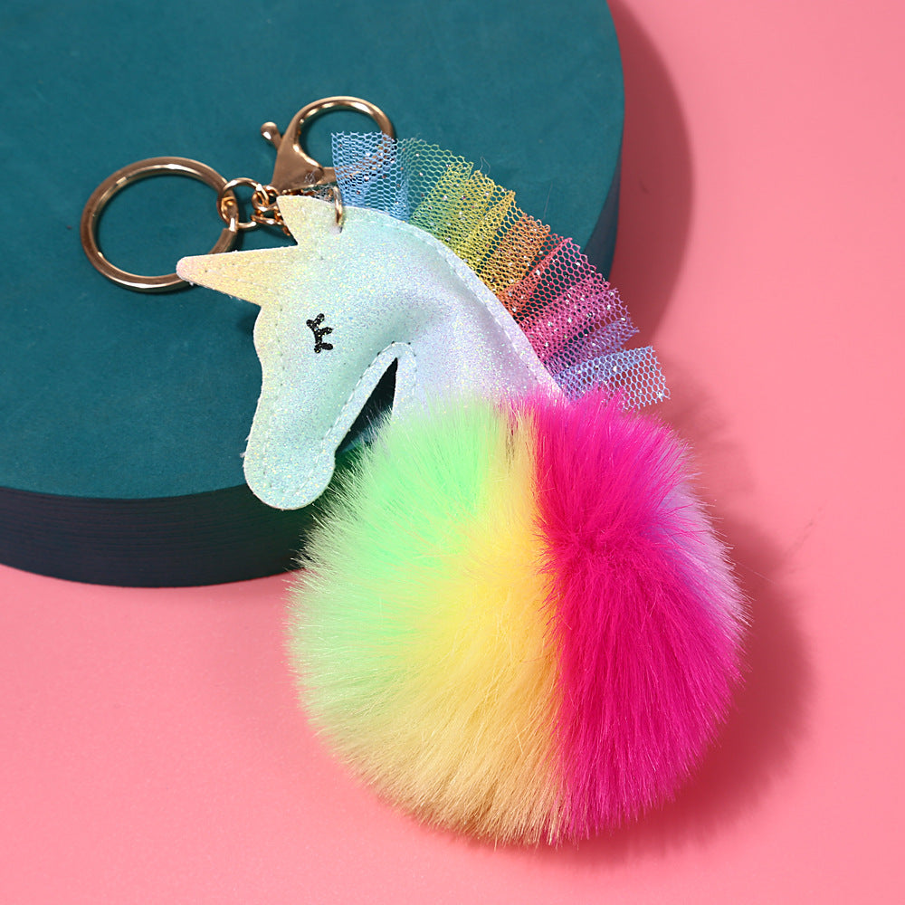 Rainbow Plush Keychain