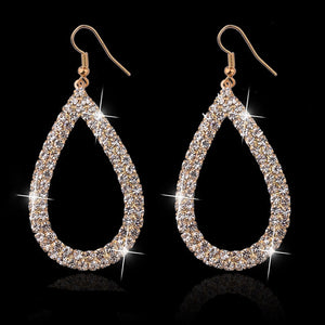 Diamonte Water Drop Style Earrings Gold Colour
