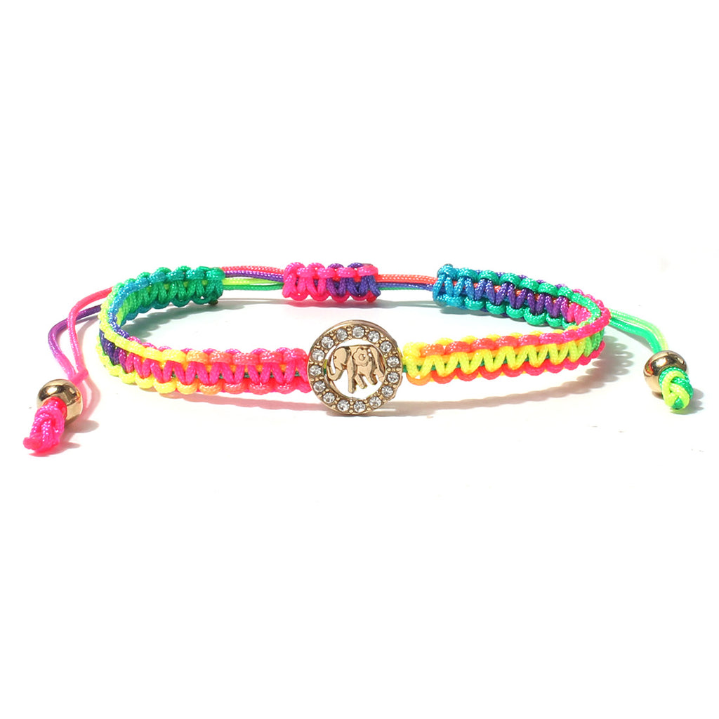 Diamonte Elephant Multicolour Friendship Bracelet