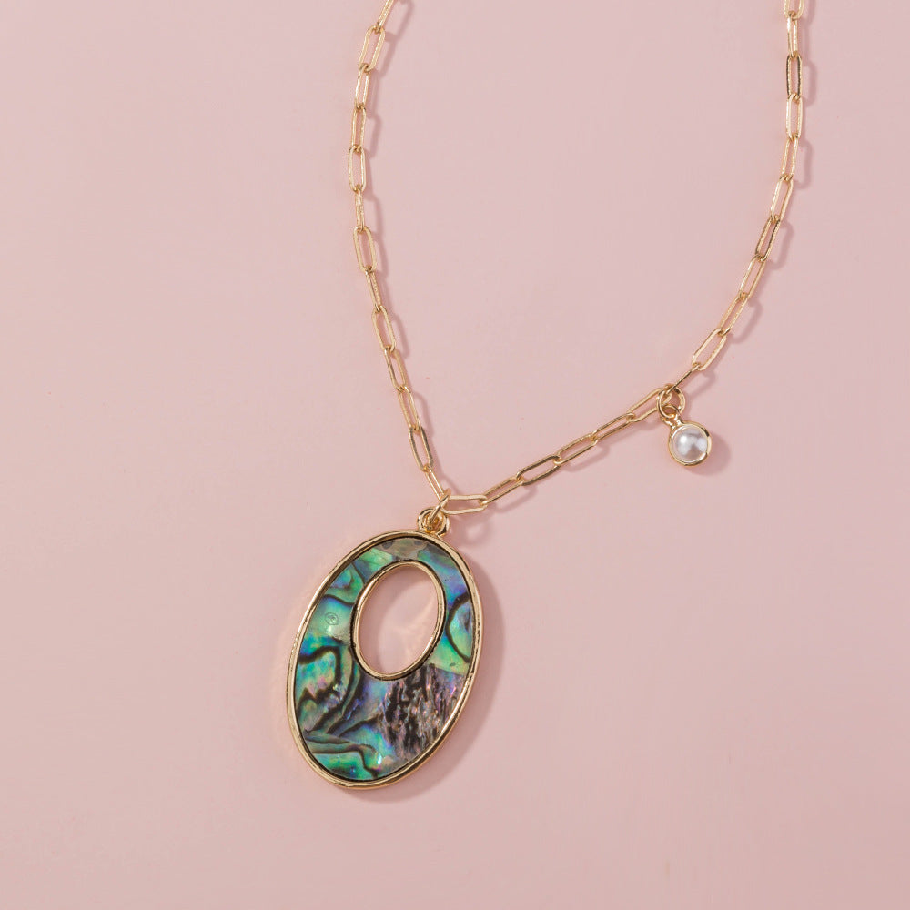 Oval Abalone Shell Necklace