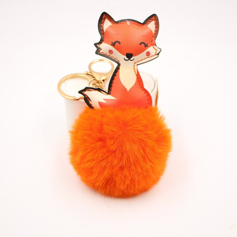 Plush Fox Faux Fur Keychain